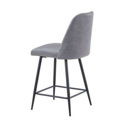 Mid-Century Modern Faux Leather Upholstered Counter Height Barstool (Set of 2)