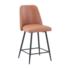 Mid-Century Modern Faux Leather Upholstered Counter Height Barstool (Set of 2)