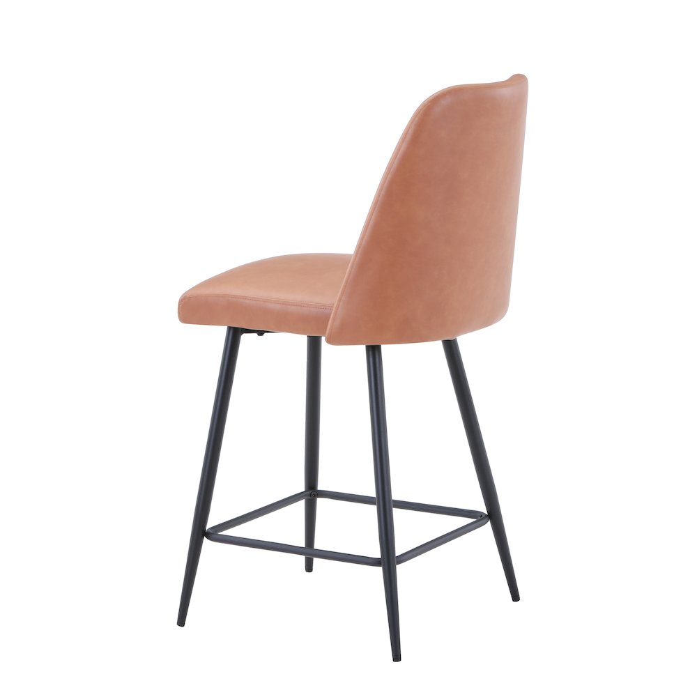 Mid-Century Modern Faux Leather Upholstered Counter Height Barstool (Set of 2)