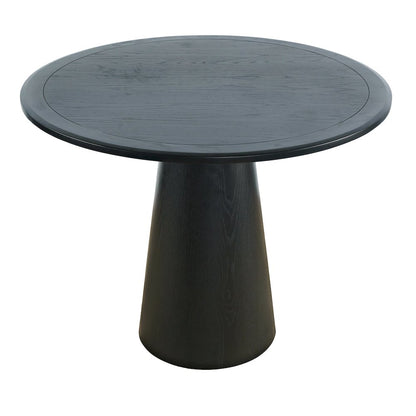Acacia Veneer Modern Round Pedestal Dining Table, Black, 36" Counter Height
