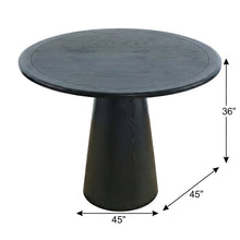 Acacia Veneer Modern Round Pedestal Dining Table, Black, 36" Counter Height