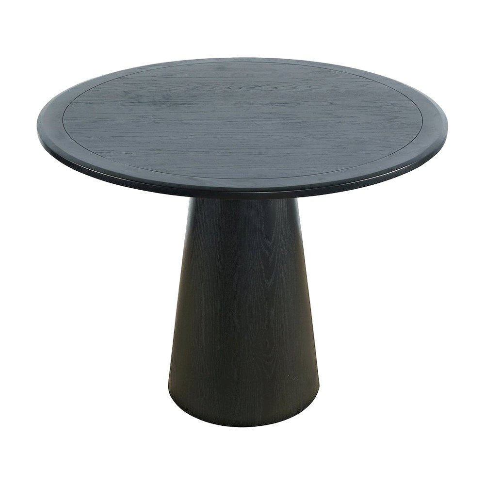 Acacia Veneer Modern Round Pedestal Dining Table, Black, 36" Counter Height