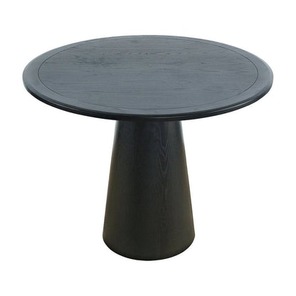 Acacia Veneer Modern Round Pedestal Dining Table, Black, 36" Counter Height