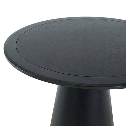 Acacia Veneer Modern Round Pedestal Dining Table, Black, 36" Counter Height