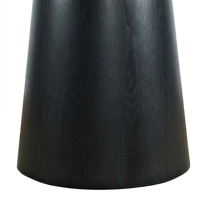 Acacia Veneer Modern Round Pedestal Dining Table, Black, 36" Counter Height