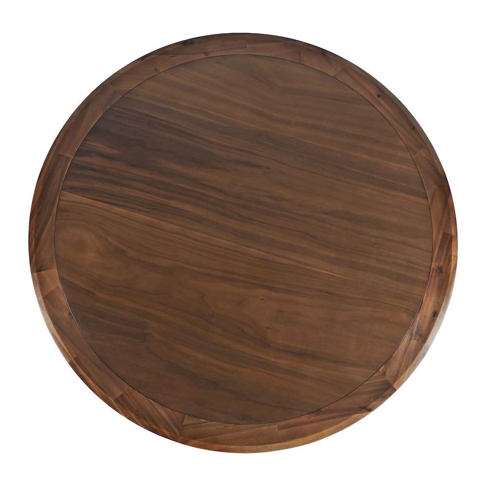 Acacia Veneer Modern Round Pedestal Dining Table, Walnut, 36" Counter Height