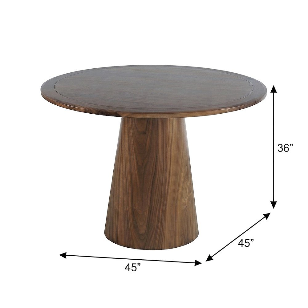 Acacia Veneer Modern Round Pedestal Dining Table, Walnut, 36" Counter Height