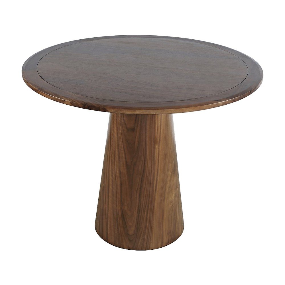 Acacia Veneer Modern Round Pedestal Dining Table, Walnut, 36" Counter Height
