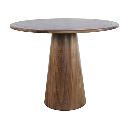 Acacia Veneer Modern Round Pedestal Dining Table, Walnut, 36" Counter Height