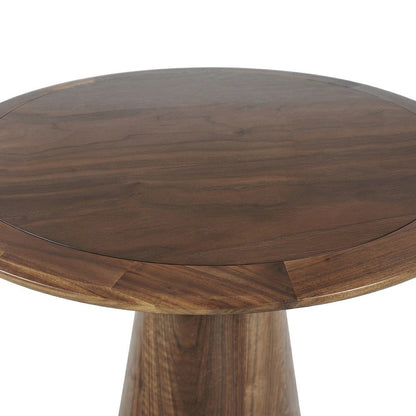 Acacia Veneer Modern Round Pedestal Dining Table, Walnut, 36" Counter Height