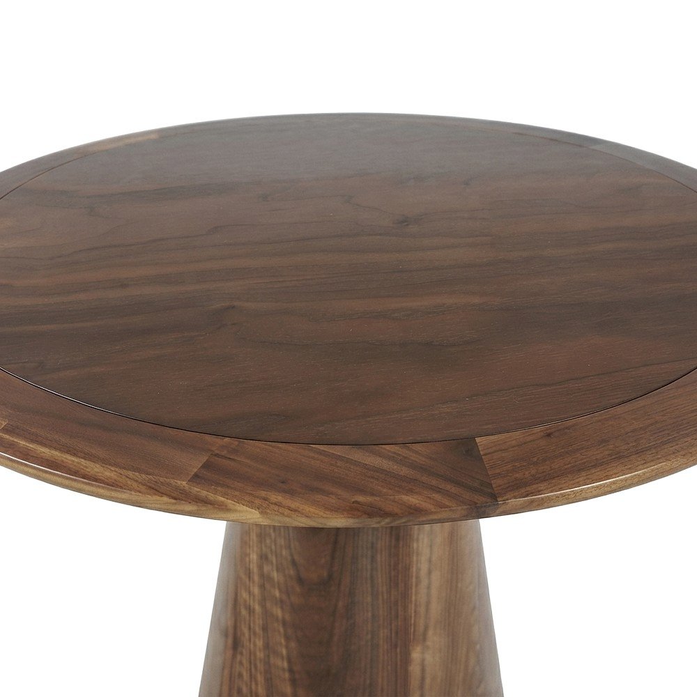 Acacia Veneer Modern Round Pedestal Dining Table, Walnut, 36" Counter Height