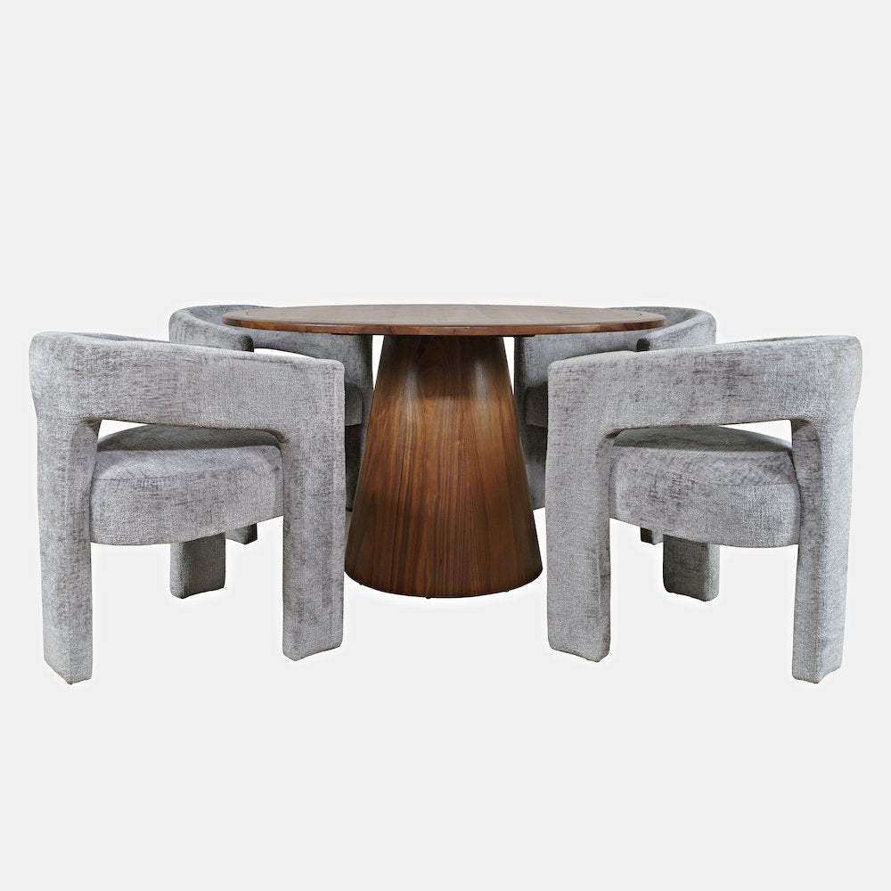 Gwen Luxury Mid-Century Modern Five Piece Dining Set with Upholstered Chairs