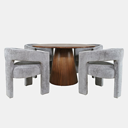 Gwen Luxury Mid-Century Modern Five Piece Dining Set with Upholstered Chairs