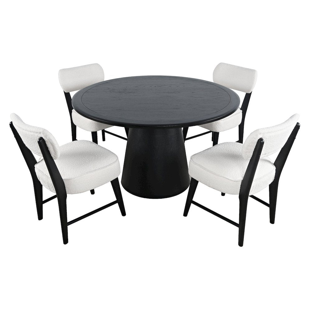 Nash Mid-Century Modern Five Piece Pedestal Dining Set with Upholstered Chairs
