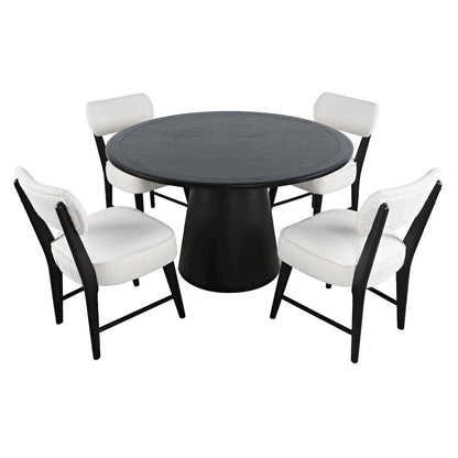 Nash Mid-Century Modern Five Piece Pedestal Dining Set with Upholstered Chairs