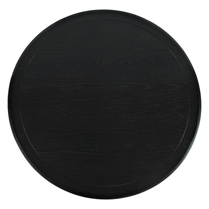 Acacia Veneer Modern Round Pedestal Dining Table, Black, 30" Dining Height