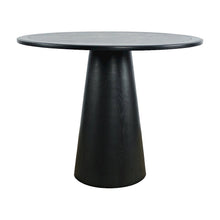 Acacia Veneer Modern Round Pedestal Dining Table, Black, 30" Dining Height