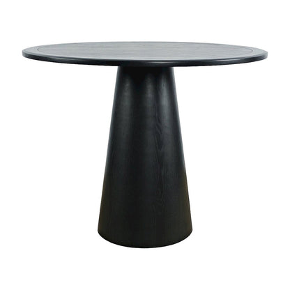 Acacia Veneer Modern Round Pedestal Dining Table, Black, 30" Dining Height