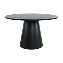 Acacia Veneer Modern Round Pedestal Dining Table, Black, 30" Dining Height