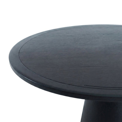 Acacia Veneer Modern Round Pedestal Dining Table, Black, 30" Dining Height