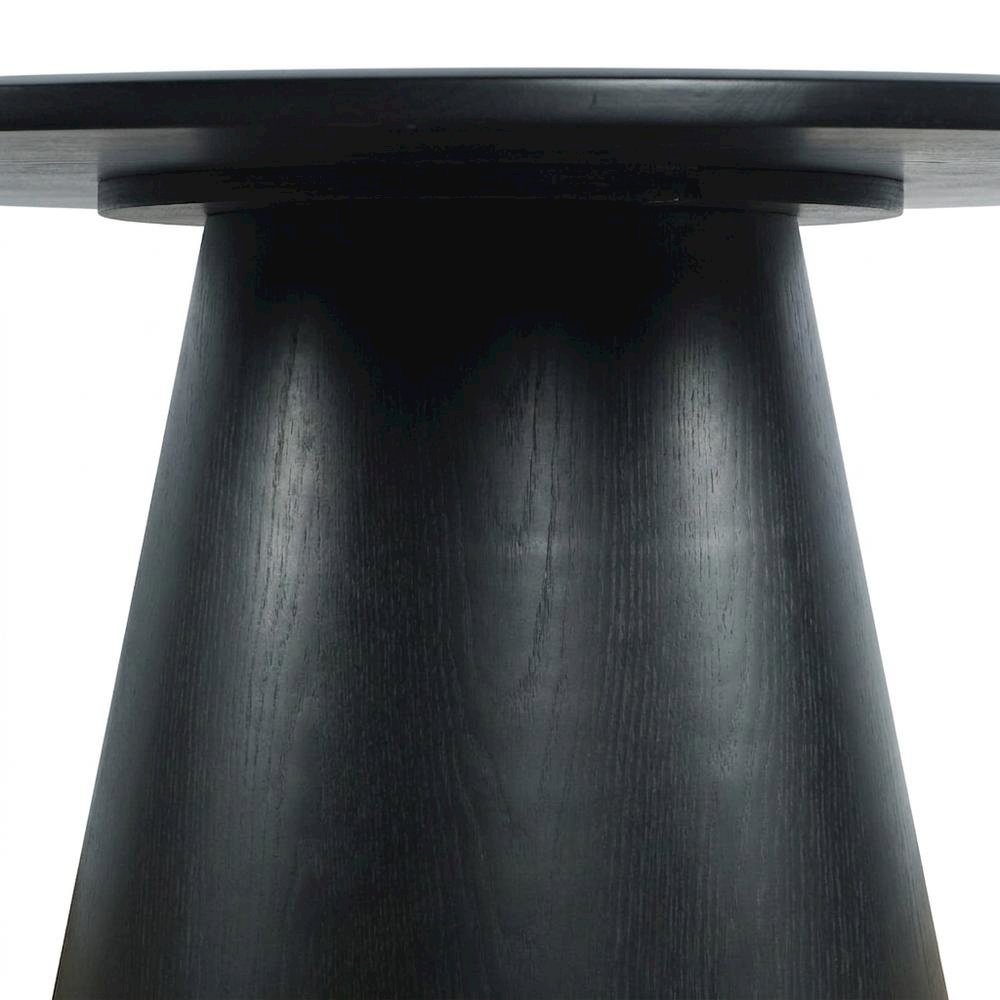 Acacia Veneer Modern Round Pedestal Dining Table, Black, 30" Dining Height