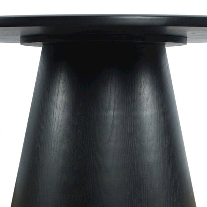 Acacia Veneer Modern Round Pedestal Dining Table, Black, 30" Dining Height