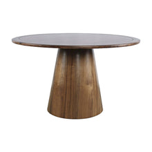 Acacia Veneer Modern Round Pedestal Dining Table, Walnut, 30" Dining Height