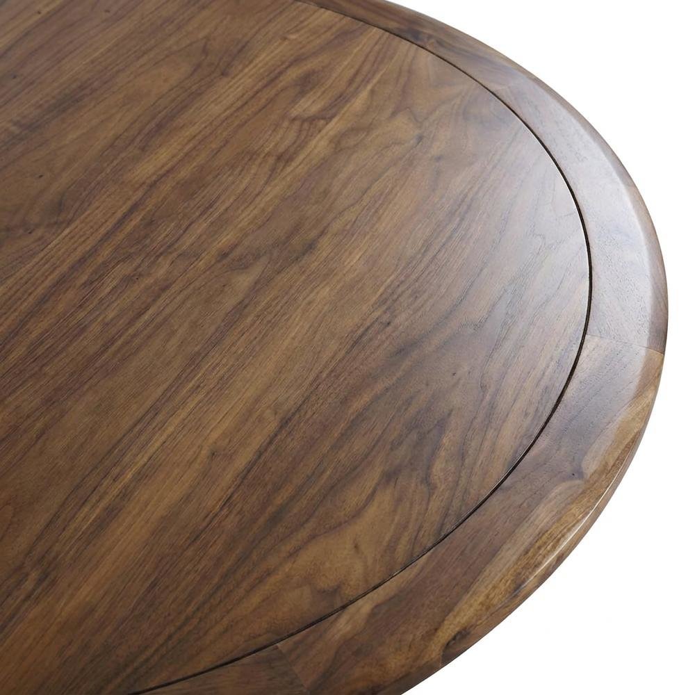 Acacia Veneer Modern Round Pedestal Dining Table, Walnut, 30" Dining Height