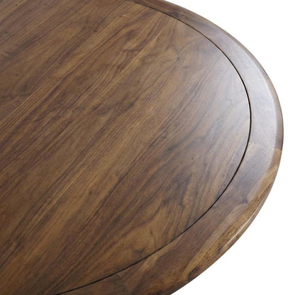 Acacia Veneer Modern Round Pedestal Dining Table, Walnut, 30" Dining Height