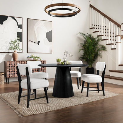 Nash Mid-Century Modern Five Piece Pedestal Dining Set with Upholstered Chairs