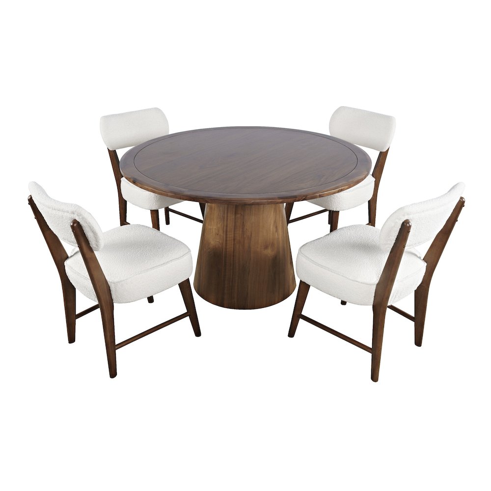 Nash Mid-Century Modern Five Piece Pedestal Dining Set with Upholstered Chairs