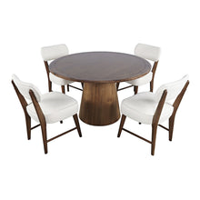 Nash Mid-Century Modern Five Piece Pedestal Dining Set with Upholstered Chairs