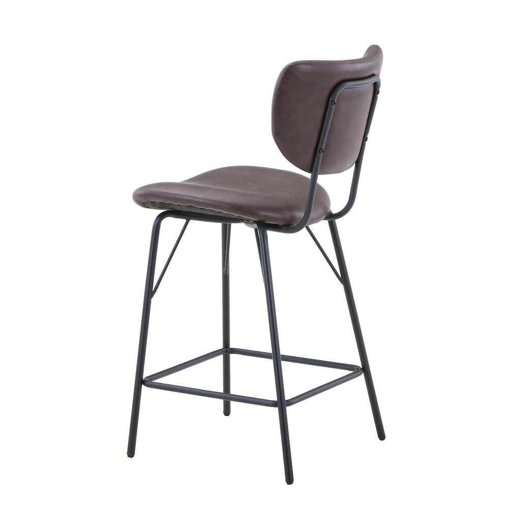 Modern Faux Leather Split-Back Upholstered Counter Height Barstool (Set of 2)