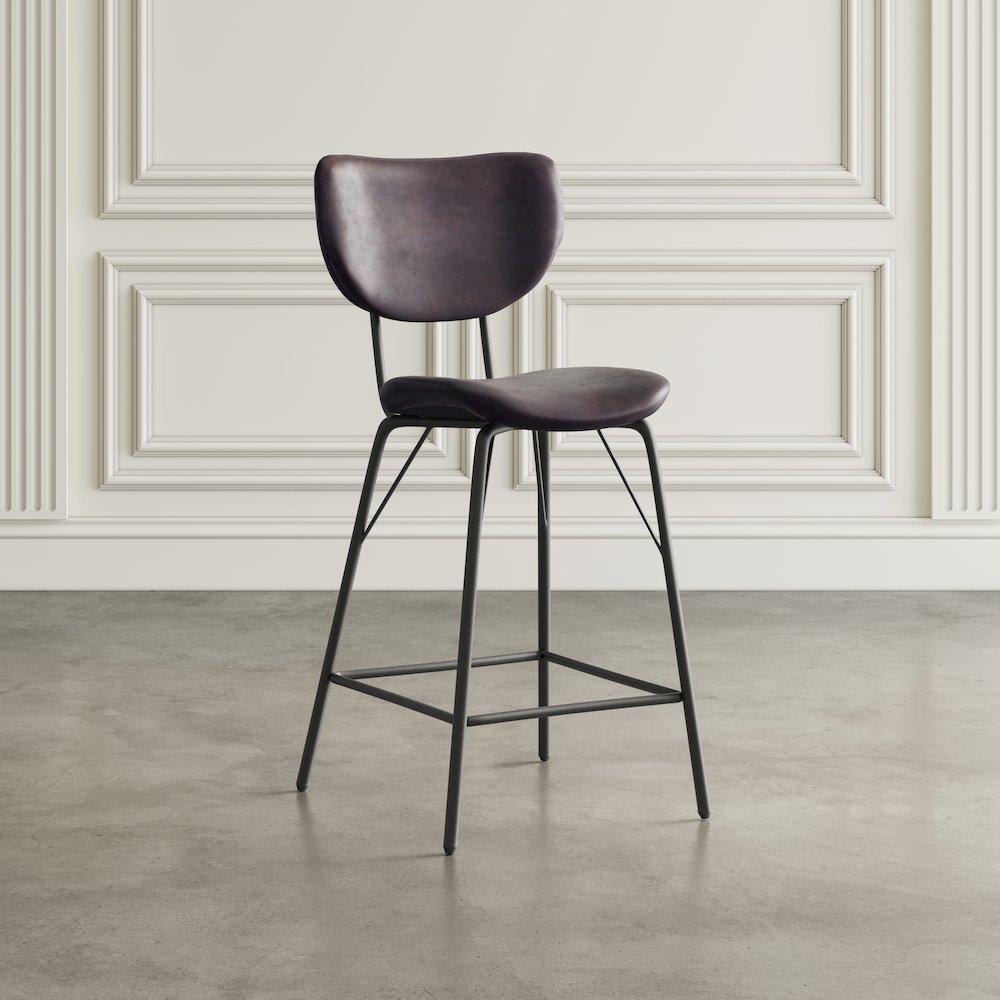 Modern Faux Leather Split-Back Upholstered Counter Height Barstool (Set of 2)