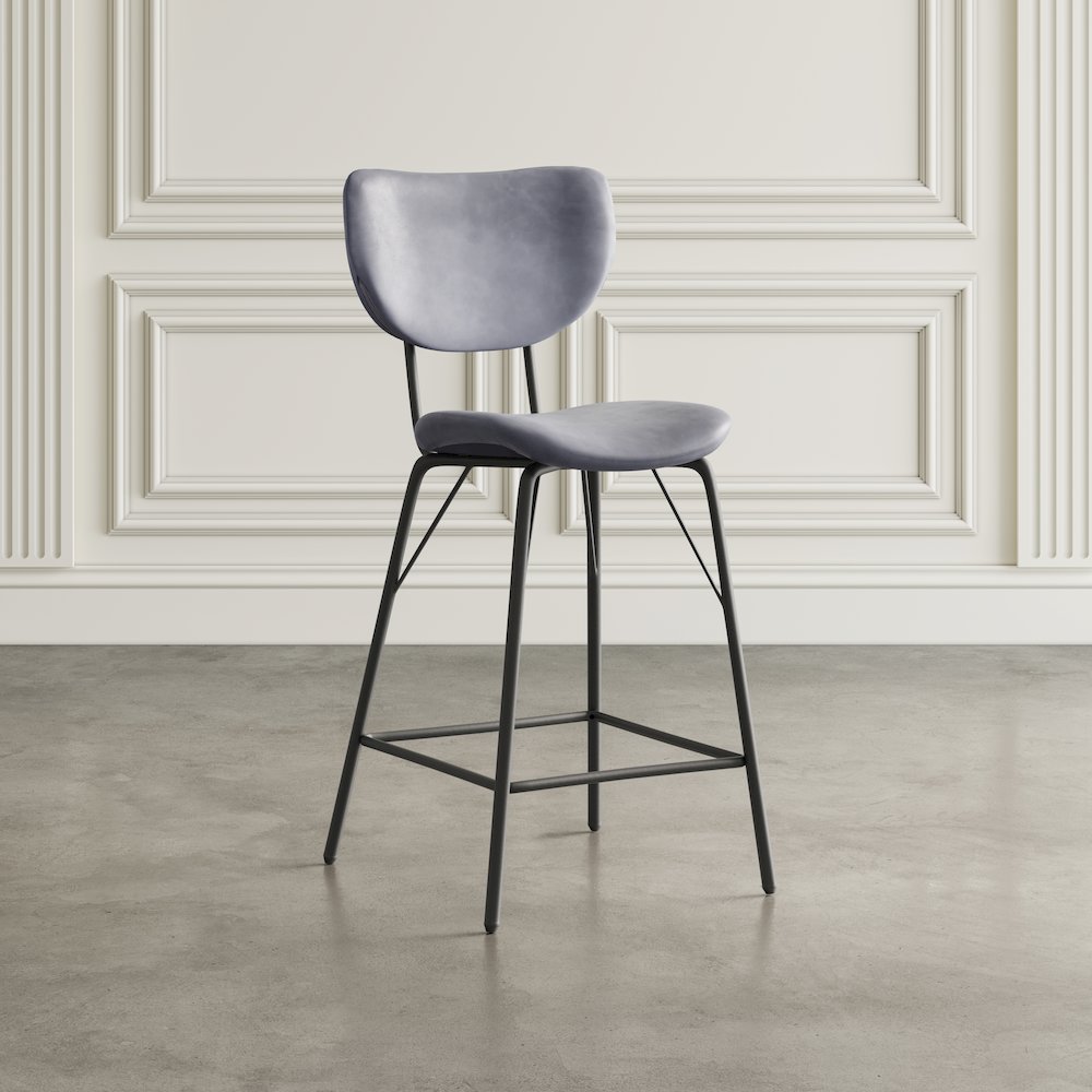 Modern Faux Leather Split-Back Upholstered Counter Height Barstool (Set of 2)