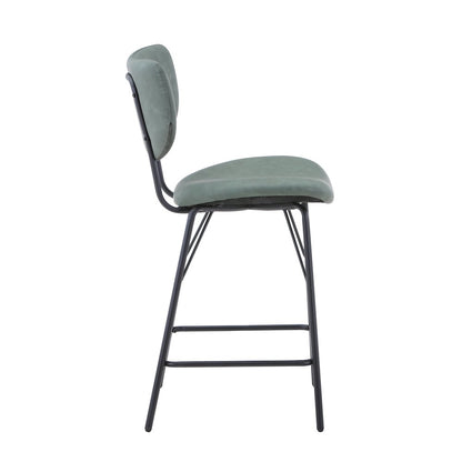 Modern Faux Leather Split-Back Upholstered Counter Height Barstool (Set of 2)