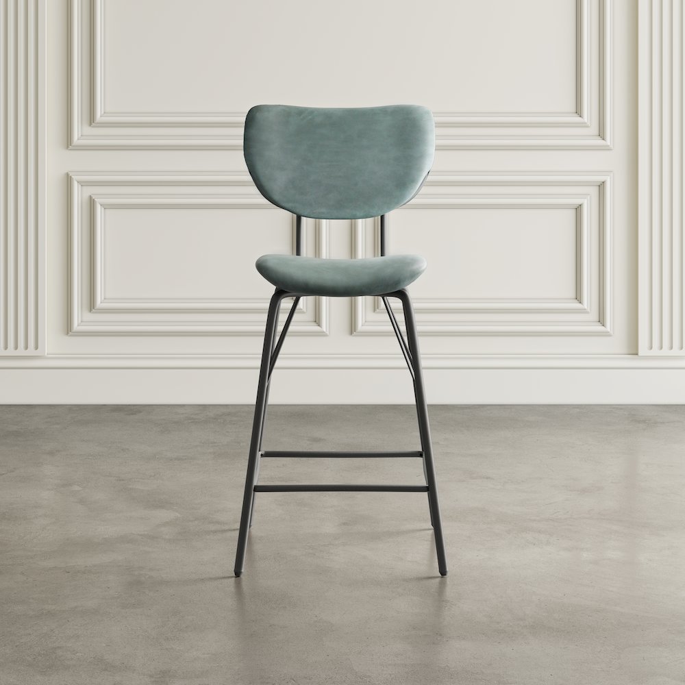 Modern Faux Leather Split-Back Upholstered Counter Height Barstool (Set of 2)