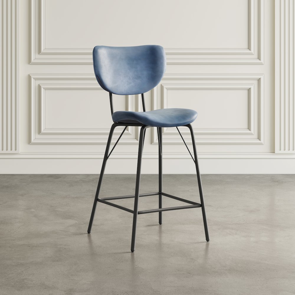 Modern Faux Leather Split-Back Upholstered Counter Height Barstool (Set of 2)