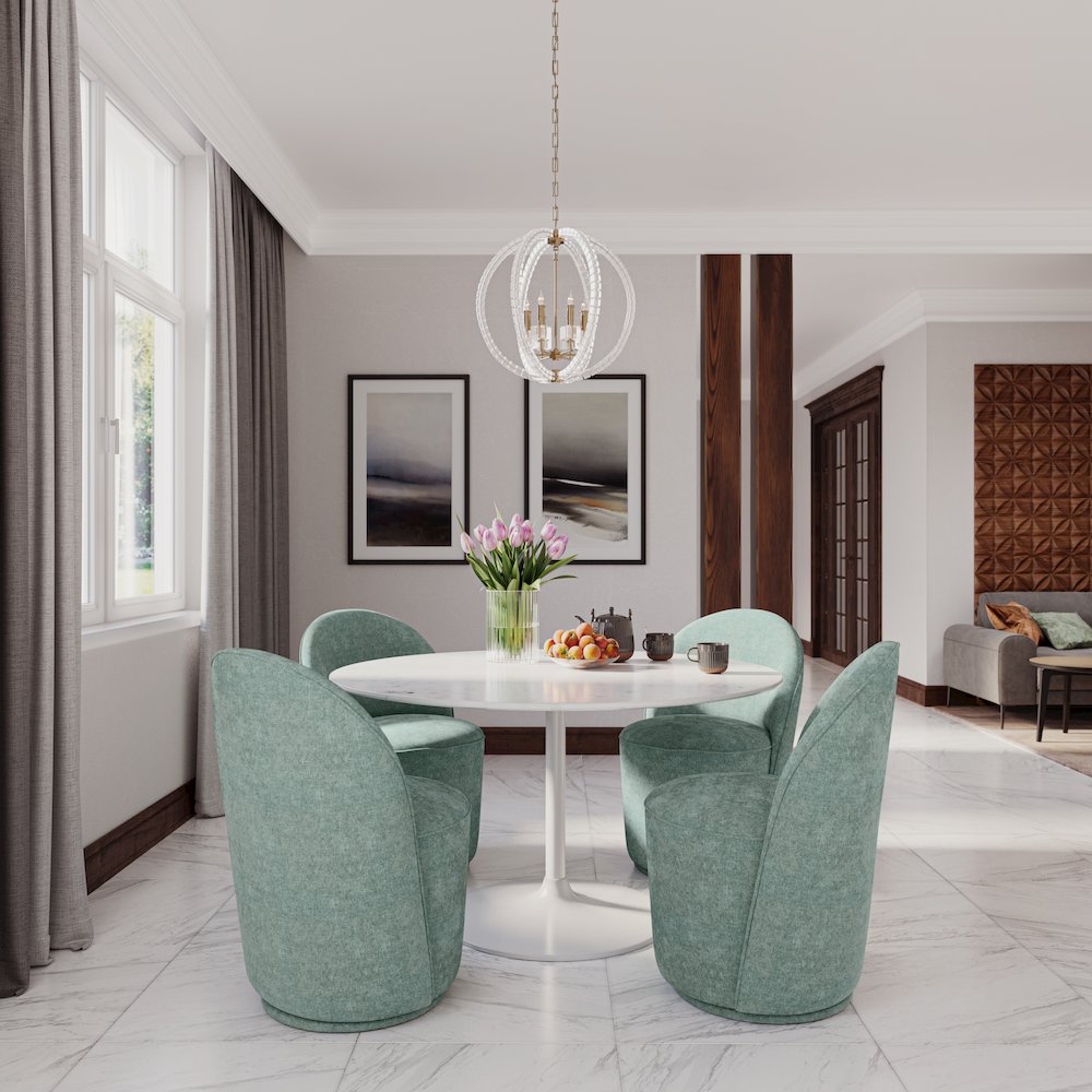 Landon Mid-Century Modern Upholstered Swivel Dining Chair (Set of 2)