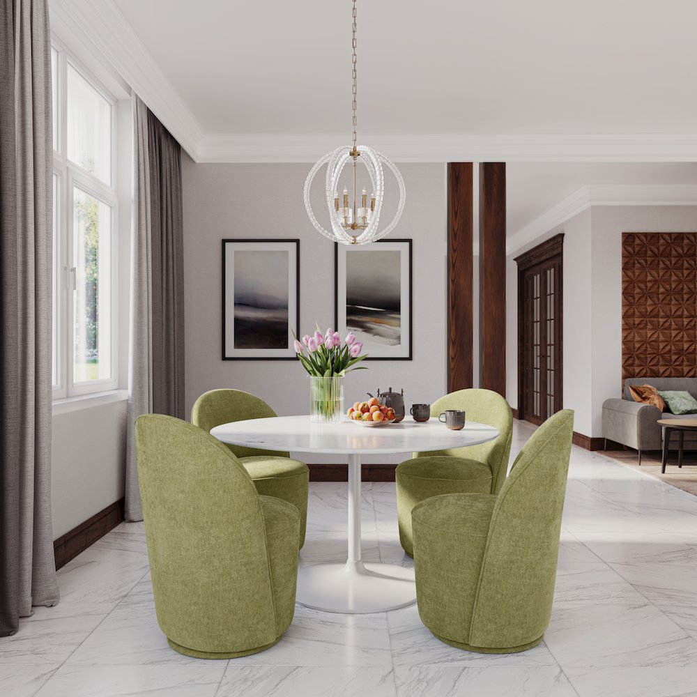 Landon Mid-Century Modern Upholstered Swivel Dining Chair (Set of 2)