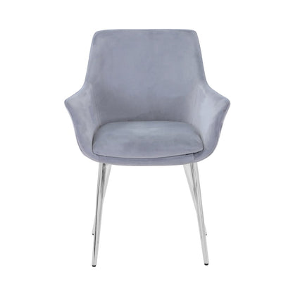 Stella Contemporary Modern Upholstered Platinum Dining Chair with Chrome Legs (Set of 2)