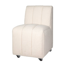 Contemporary Modern Ivory Boucle Upholstered Dining Chair with Wheels (Set of 2)