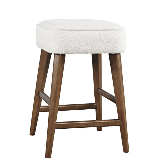 Wes Mid-Century Modern Boucle Upholstery Backless Counter Barstool (Set of 2)