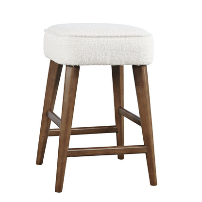 Wes Mid-Century Modern Boucle Upholstery Backless Counter Barstool (Set of 2)