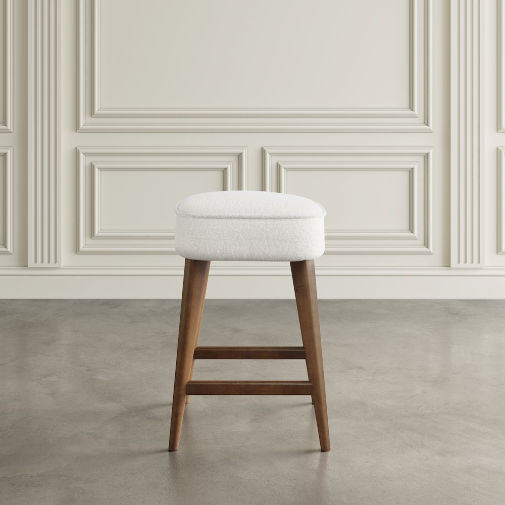 Wes Mid-Century Modern Boucle Upholstery Backless Counter Barstool (Set of 2)