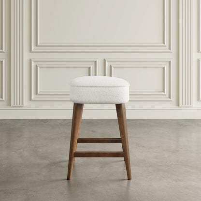 Wes Mid-Century Modern Boucle Upholstery Backless Counter Barstool (Set of 2)