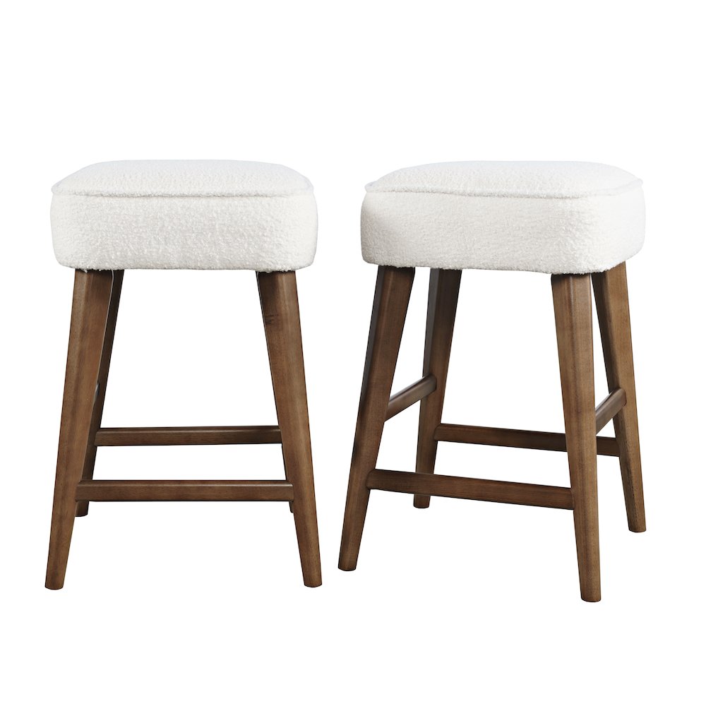 Wes Mid-Century Modern Boucle Upholstery Backless Counter Barstool (Set of 2)