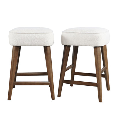 Wes Mid-Century Modern Boucle Upholstery Backless Counter Barstool (Set of 2)