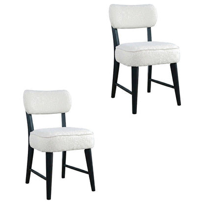 Boucle Upholstered Mid-Century Modern Dining Chairs, Black, Set of 2