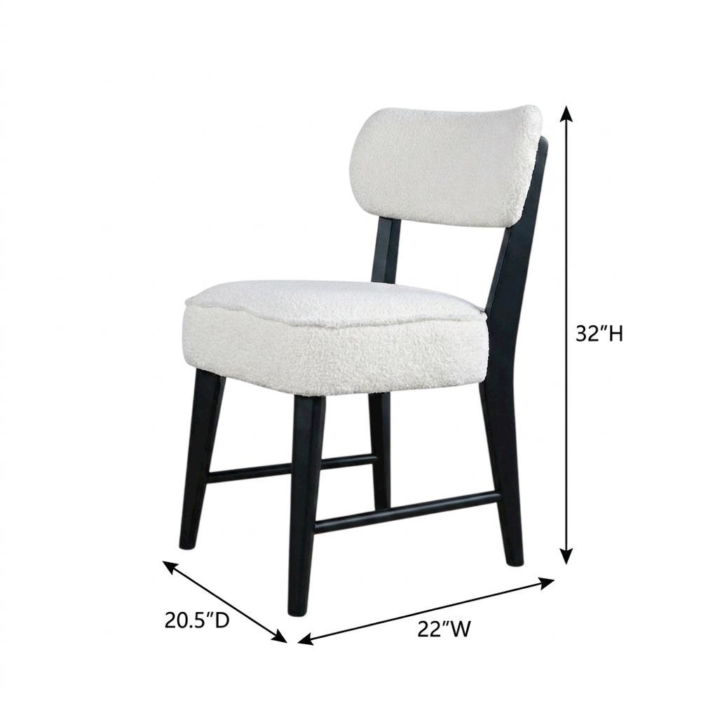 Boucle Upholstered Mid-Century Modern Dining Chairs, Black, Set of 2